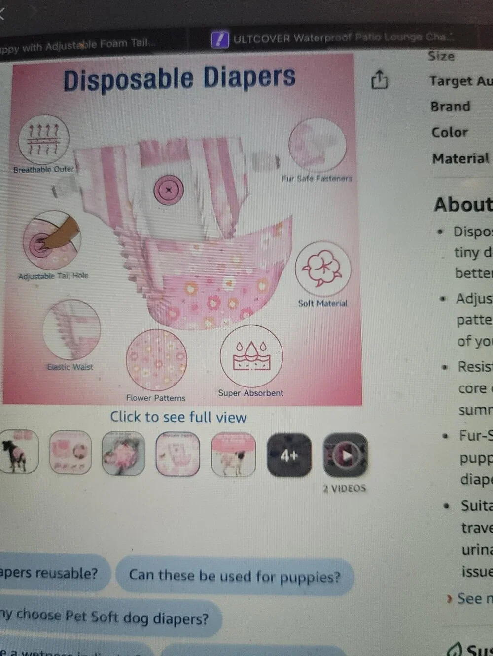 Xs Dog Diapers Disposable.  3 Packages Of 12.  36 Total.